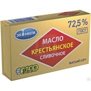 Масло сливочное крестьянское Экомилк 72,5 % 1х8 380 г